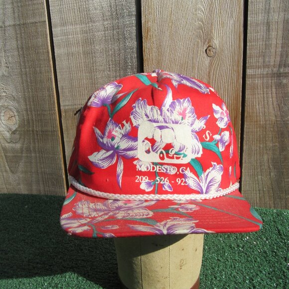 Other - Vintage Hawaiian Print Modesto Gas Station Baseball Hat Trucker Cap Snapback